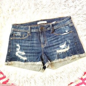 Eunina Lexi Low Rise Raw Hem Cuffed Shorts M